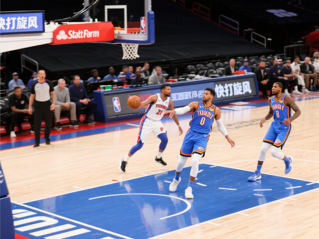 杰威跳投助攻雷霆三少共砍20+力压活塞领先9分